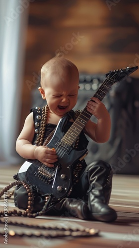 babies representing the most iconic rockstars photo