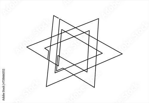 Star of David in continuous line drawing style. Line art of star of David. Vector illustration. Abstract background