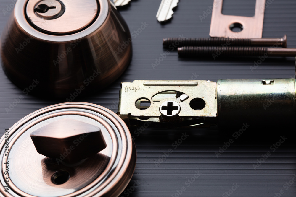 Small parts of Deadbolt lock to protect security safety on door window