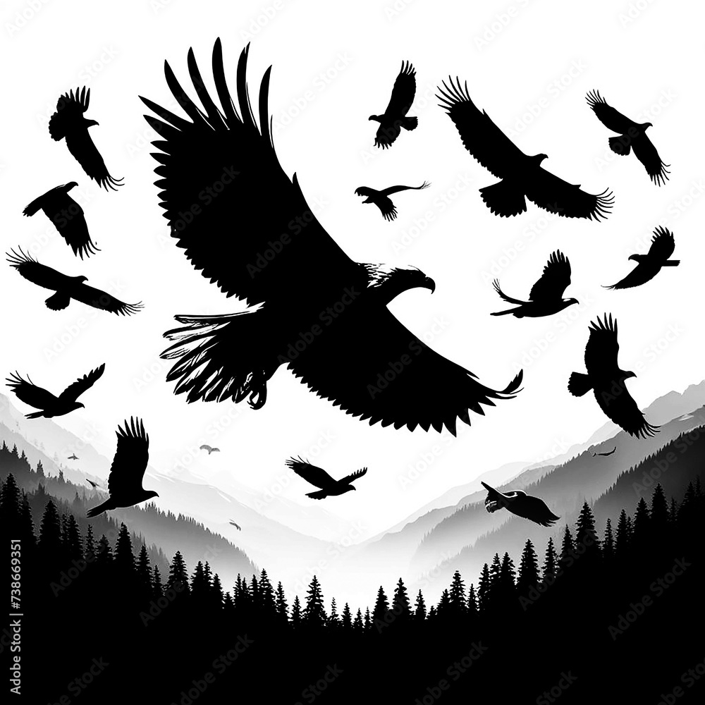 Obraz premium eagle hunting in silhouette