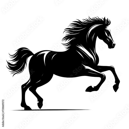 Horse run in silhouette illustration and png