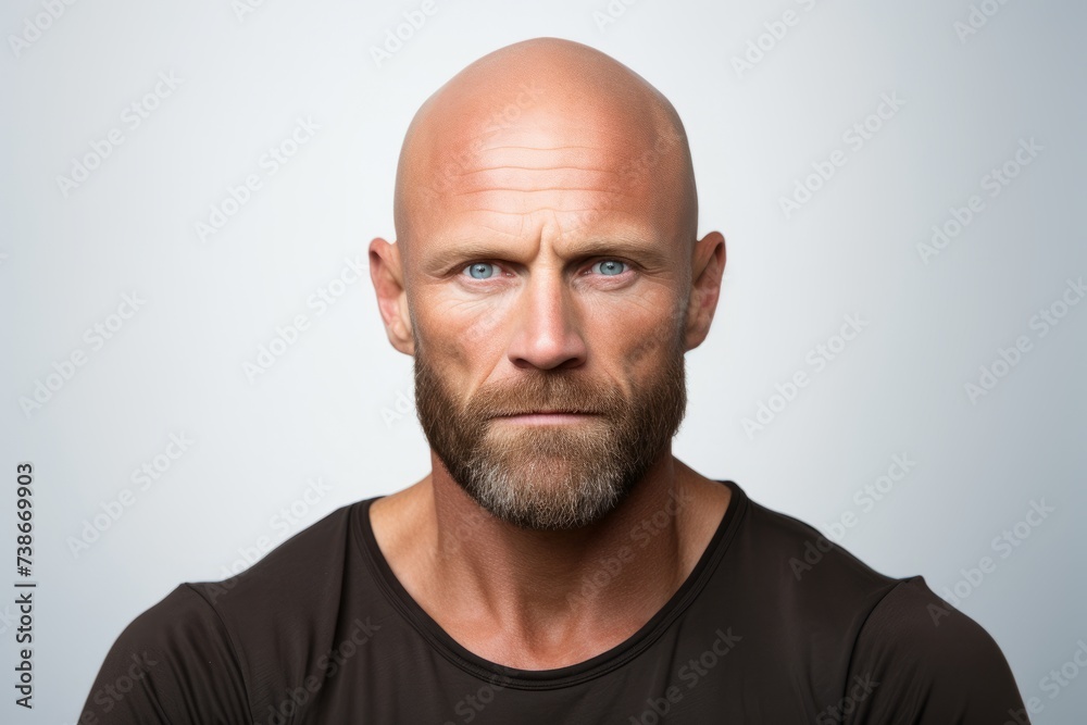 Portrait of a bald man with a long beard and mustache. Portrait of a bald man with a long beard and mustache.