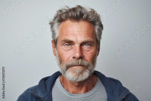 Portrait of handsome mature man with grey beard and mustache. Studio shot. © Loli
