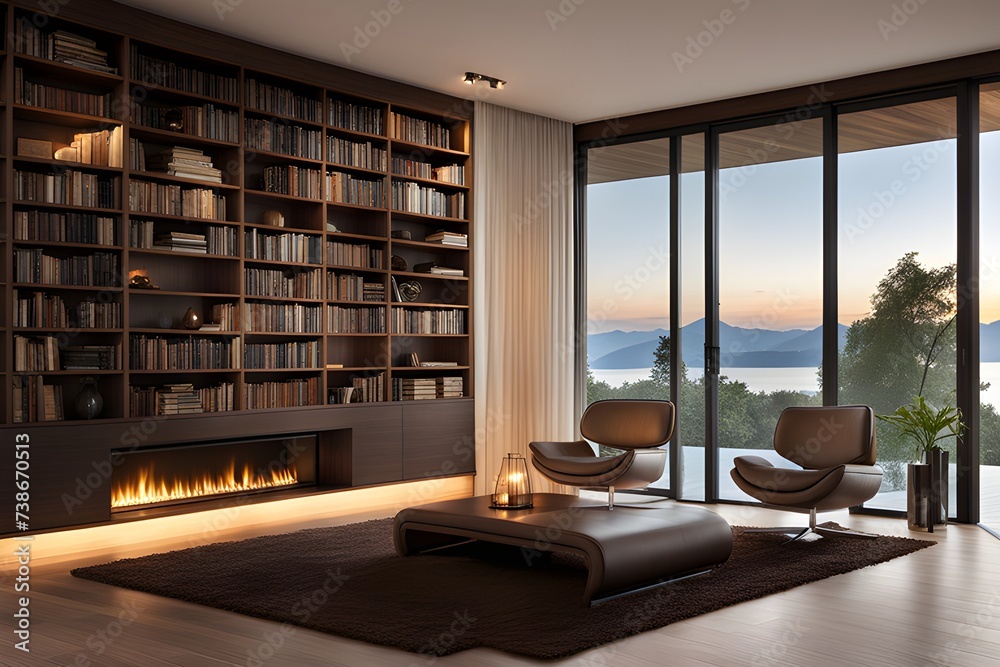 Bookshelf, fireplace Bookshelf, fireplace