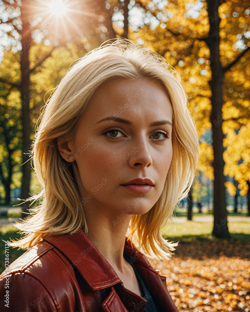 Portrait photograph of a pretty young blonde woman in the park Portrait photograph of a pretty young blonde woman in the park