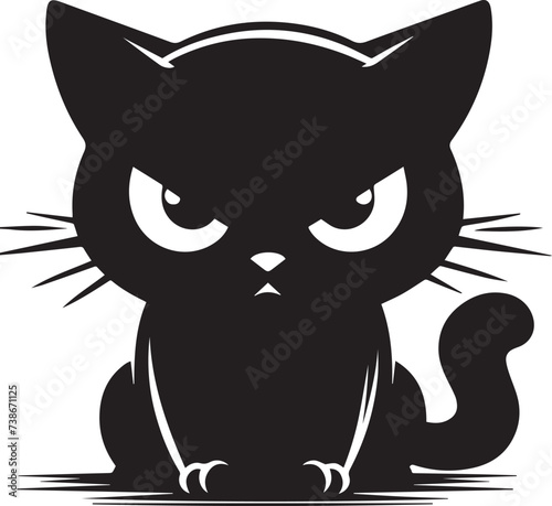 Angry cat silhouette, Graphic portrait of a angry cat, cat silhouette for Halloween