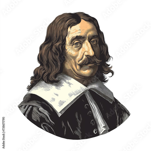 Antique illustration of Rene Descartes photo