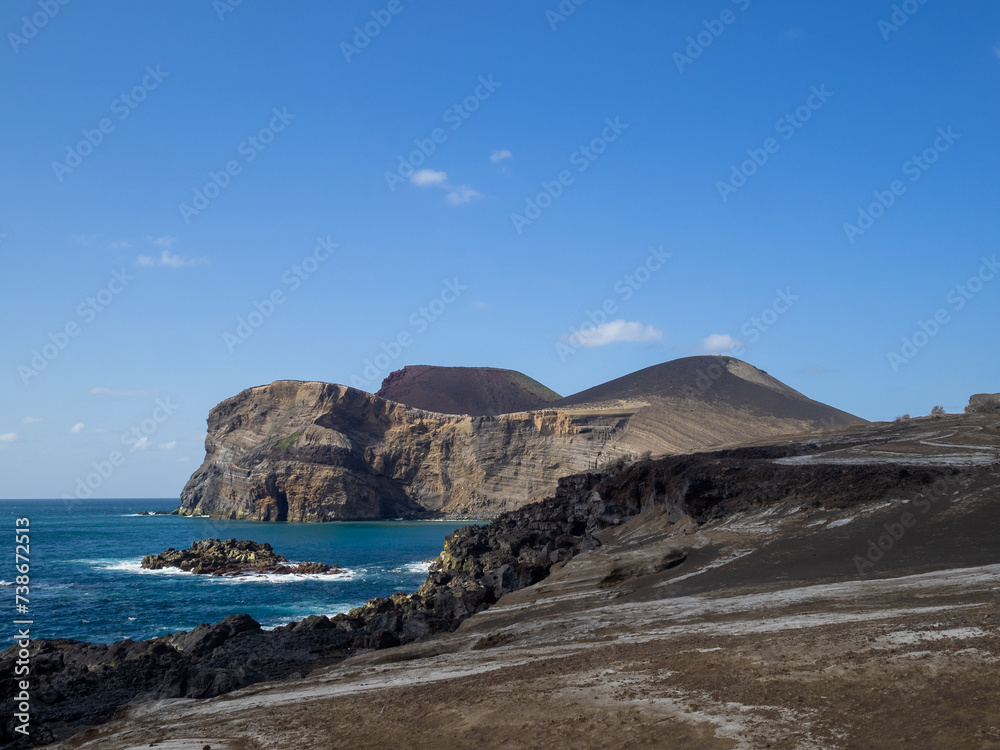 Capelinhos volcanic crater by the Atlantic Ocean