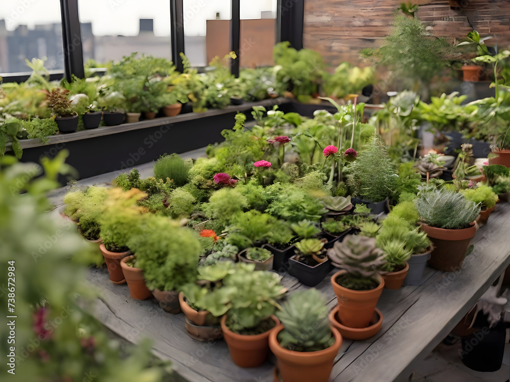  A lush rooftop oasis, where greenery thrives and community grows