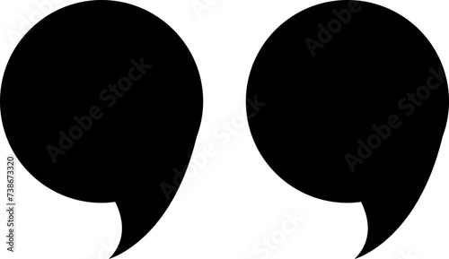 Quote mark, quotes black filled icon sign design isolated on transparent background. Quote mark flat vector in trendy template, speech marks, inverted commas or talking marks, talk bubble.
