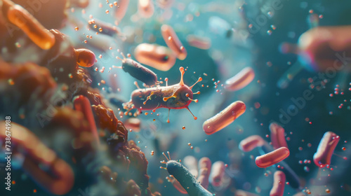 Probiotics Bacteria in Biological Science: Microscopic Medicine for Digestion, Stomach Health, Escherichia Coli Treatment