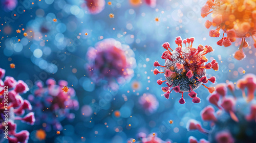 Nanoparticles attacking a viral infection illustrating the power of nanomedicine in disease control