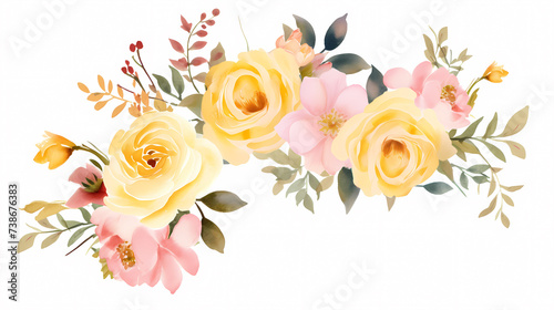 Pink rose composition background, decorative flower background pattern, floral border background © jiejie
