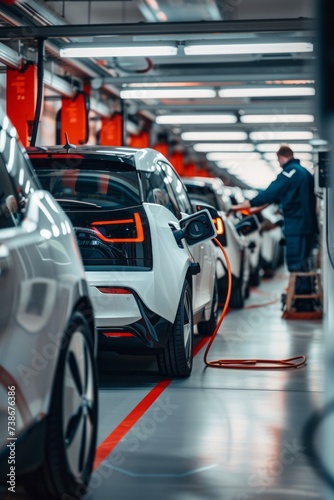 Precision and Expertise of Electric Vehicle Technicians Performing Diagnostics and Repairs Specialized Tools and Charging Equipment Showcasing the Future of Vehicle Maintenance and Servicing