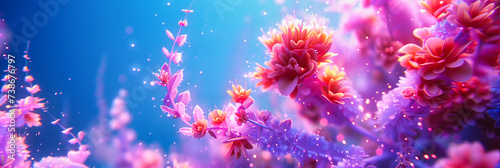 Spring Blossoms: Bright and Colorful Flowers Under a Sunny Sky, Emphasizing the Beauty of Nature and Growth