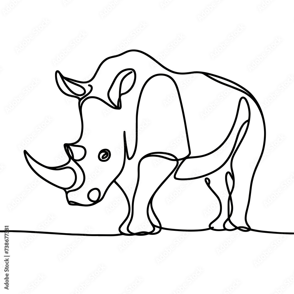 Fototapeta premium Rhinoceros in line drawing style