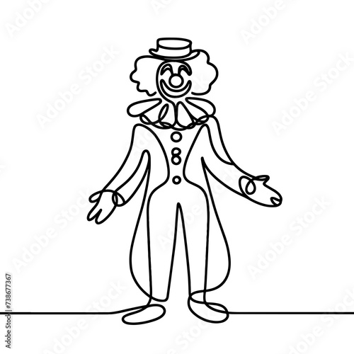 A clown in a line drawing style