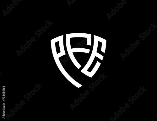 PFE creative letter shield logo design vector icon illustration