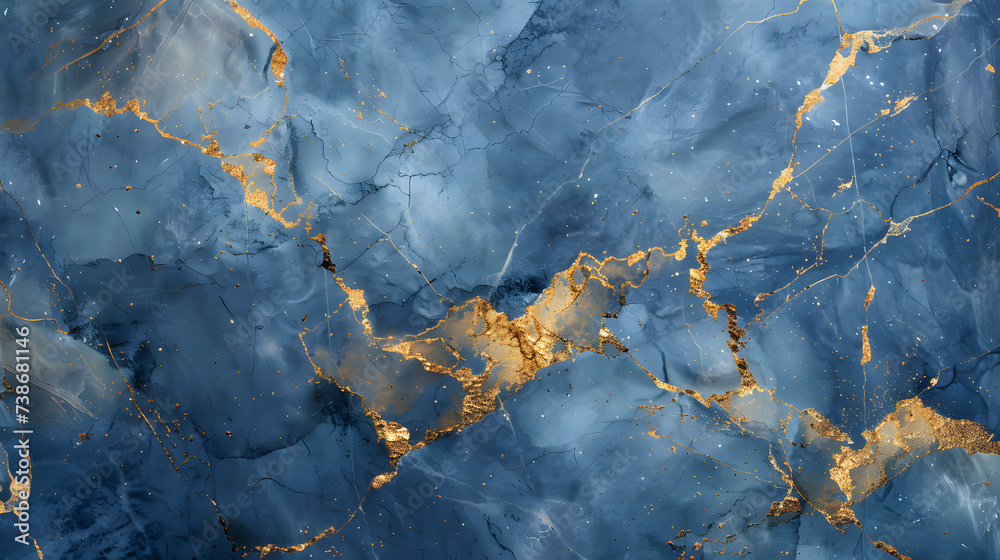Fototapeta premium abstract background, white blue marble with gold glitter veins, stone texture