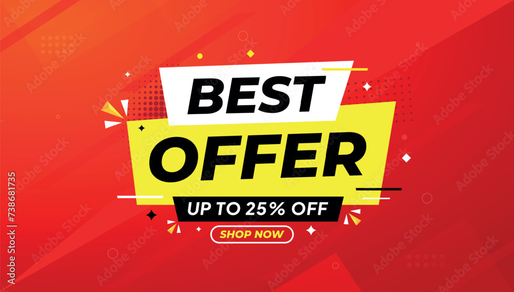 Best Offer Discount banner. Offer sale banner vector template. Sale label and discounts background, Discount Promotion marketing poster design for web and Social. Vector Illustration.