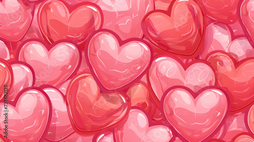 Red love heart seamless pattern illustration.