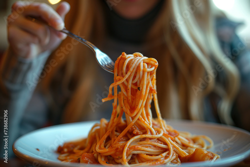 spaghetti pasta with a fork