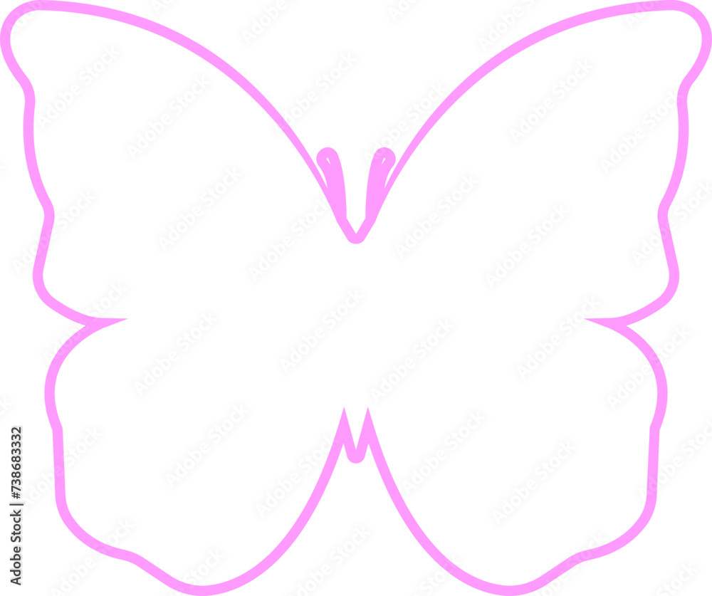 Butterflies silhouette colorful drawing line icon. Flaying butterflies vector isolated on transparent background Use for graphic design beauty web and mobile app. Glowworm fireflies Hand drawn element