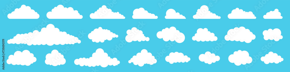 Cloud icon set. Flat style.