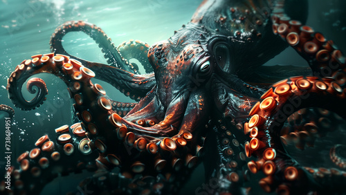 Kraken creature under the ocean. © MKIgrach