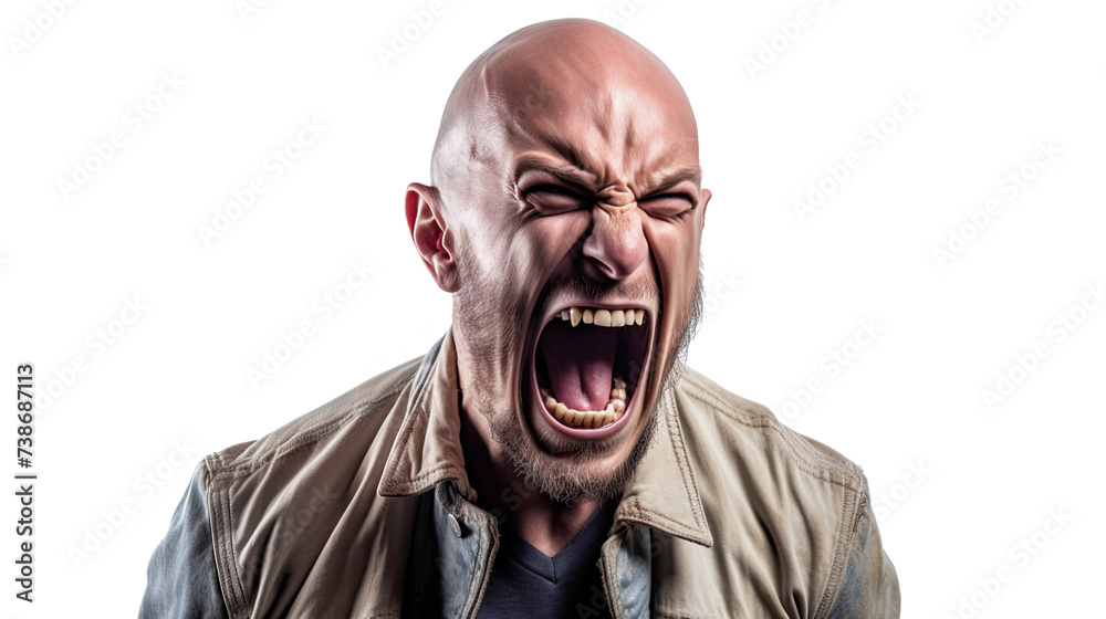 Furious angry screaming man. isolated on white background Furious angry screaming man. isolated on white background