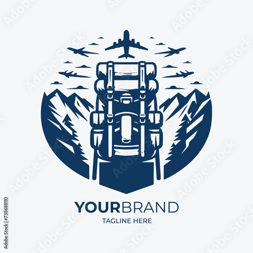 hiking mountain survival logo vector illustration