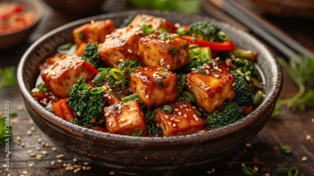 Vegetarian Stir-Fry: A colorful stir-fry with a variety of fresh vegetables, tofu, and a flavorful sauce. Vegetarian Stir-Fry: A colorful stir-fry with a variety of fresh vegetables, tofu, and a flavorful sauce.