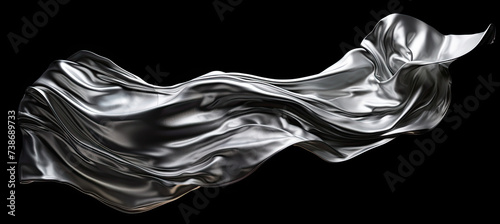 Melted chrome liquid metal shape Wavy molten gloss aluminium. on black with a copy space