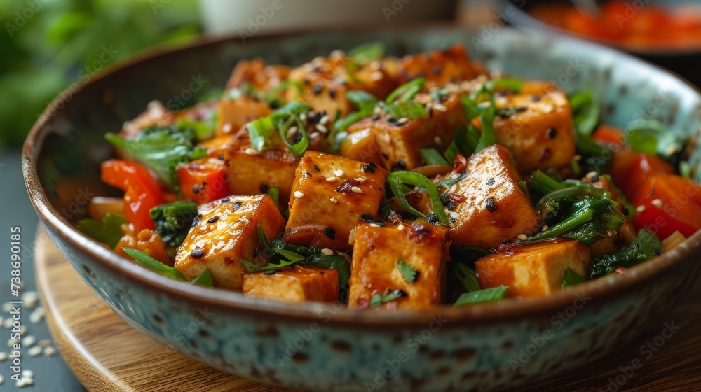 Vegetarian Stir-Fry: A colorful stir-fry with a variety of fresh vegetables, tofu, and a flavorful sauce. Vegetarian Stir-Fry: A colorful stir-fry with a variety of fresh vegetables, tofu, and a flavorful sauce.