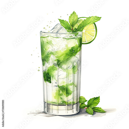 Mojito cocktail. isolated on white background