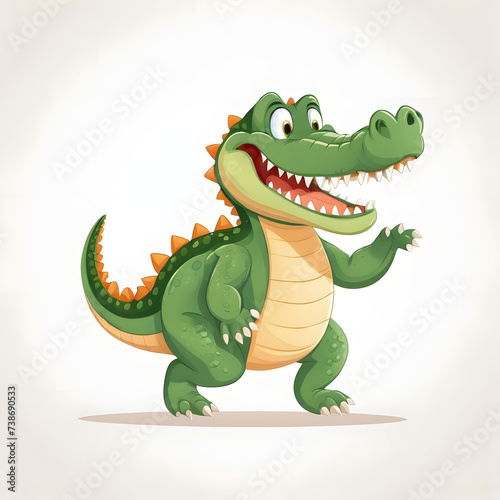 Cute cartoon crocodile isolated Vector illustration on white background...