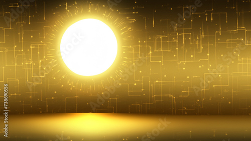 Sun and golden rays. Abstract Modern light bright background.