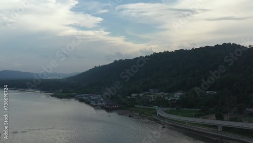 Drone view Brunei River view at Bandar Seri Begawan