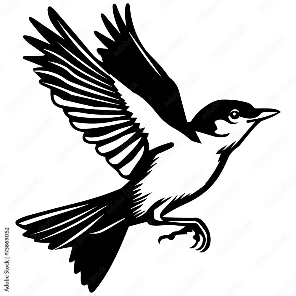 Hand Drawn Sketch bird flying Illustration