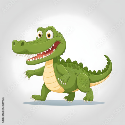 Cute cartoon crocodile isolated Vector illustration on white background...