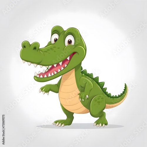 Cute cartoon crocodile isolated Vector illustration on white background...