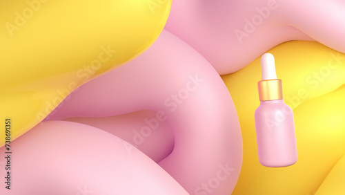Beautiful Abstract 3D Background with Smooth Silky Shapes light yellow pink colors