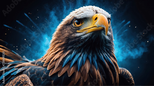 Close up of fantastic beautiful eagle. AI generated © Mystery