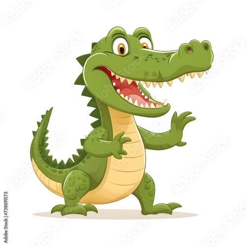 Cute cartoon crocodile isolated Vector illustration on white background...