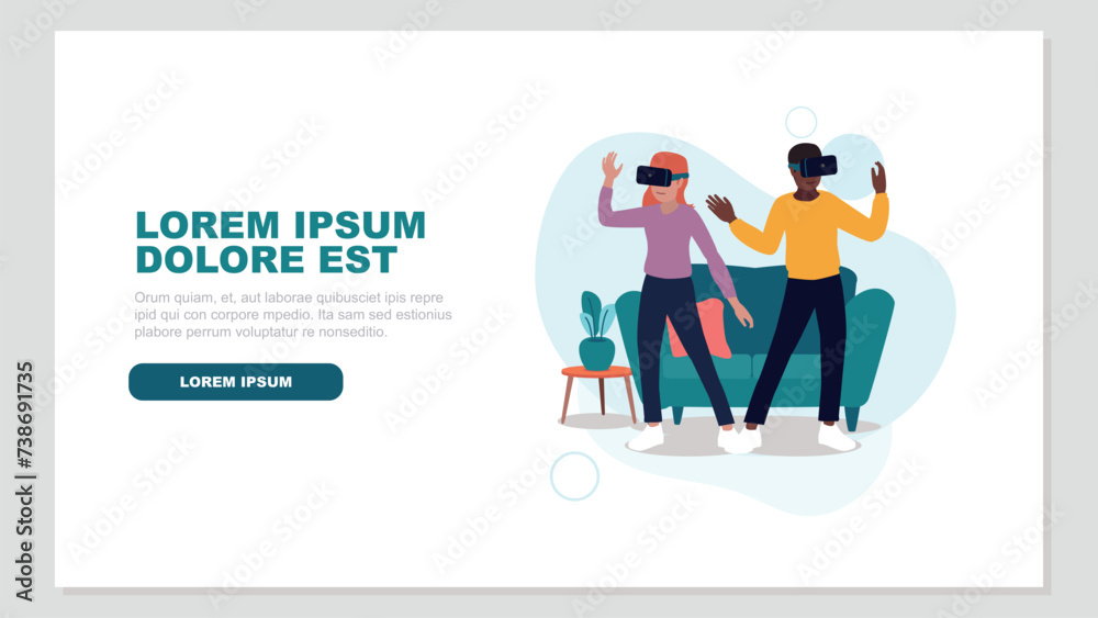 Vektor-Illustration von Menschen mit virtuellen Realität Brillen in ihrem Wohnzimmer - künstliche Intelligenz Konzept Vektor-Illustration von Menschen mit virtuellen Realität Brillen in ihrem Wohnzimmer - künstliche Intelligenz Konzept