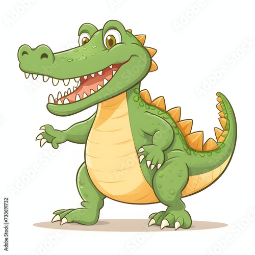 Cute cartoon crocodile isolated Vector illustration on white background...