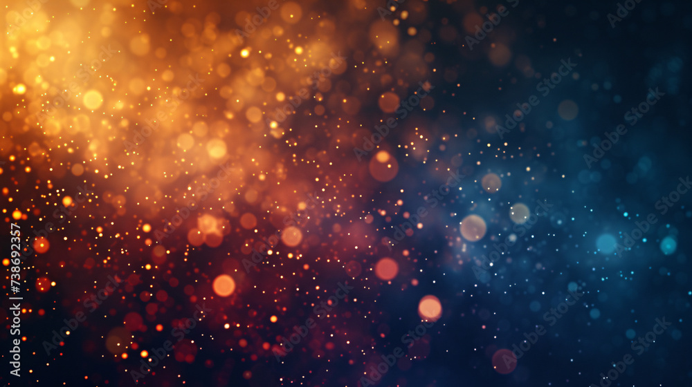 Fototapeta premium Ethereal Light Particles: Mesmerizing Blend of Bokeh Lights with Warm Golden and Cool Blue Tones