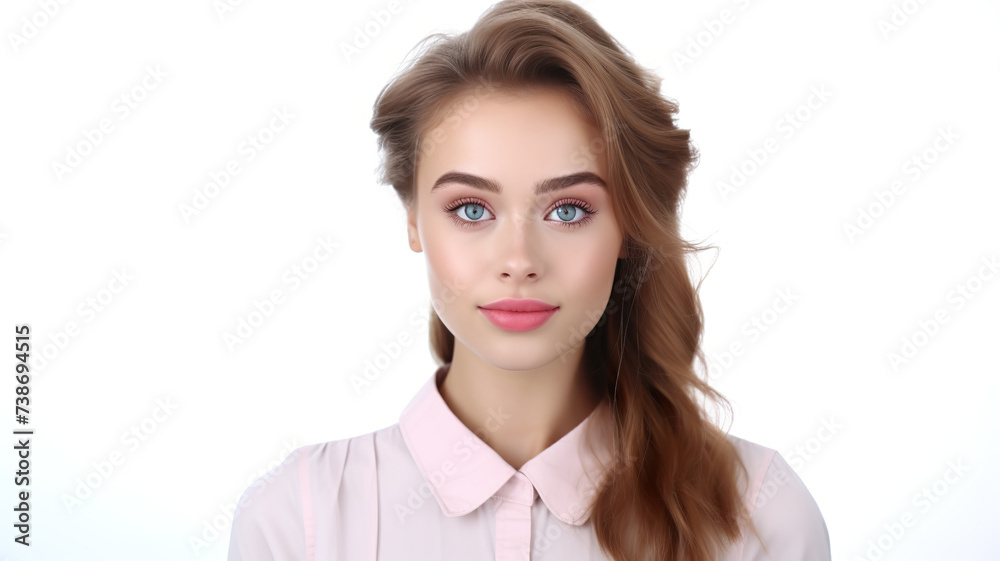 Lovely, cute, young student girl isolated against a white background Lovely, cute, young student girl isolated against a white background
