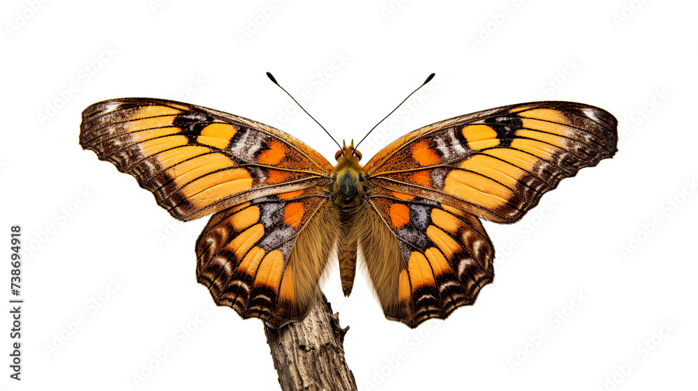 Fototapeta premium lovely front view of a butterfly isolated on a white background
