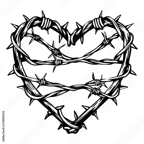 heart wrapped barbed wire
